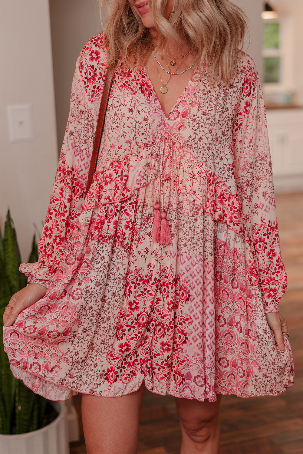 pink boho dress with sleeves Bohemian Summer Dress - Boho Summer Outfits - Flash Pink - One Size