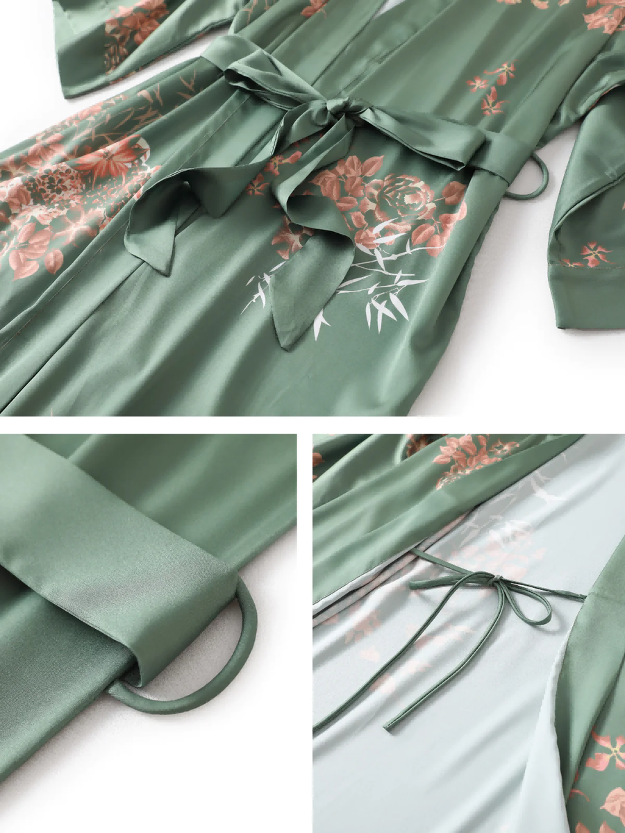 Short Kimono Robe Olive