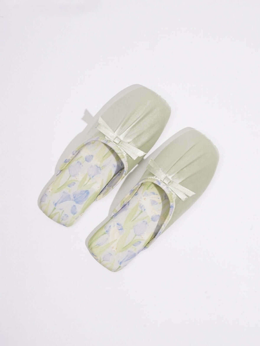 Ink Floral Print Slippers