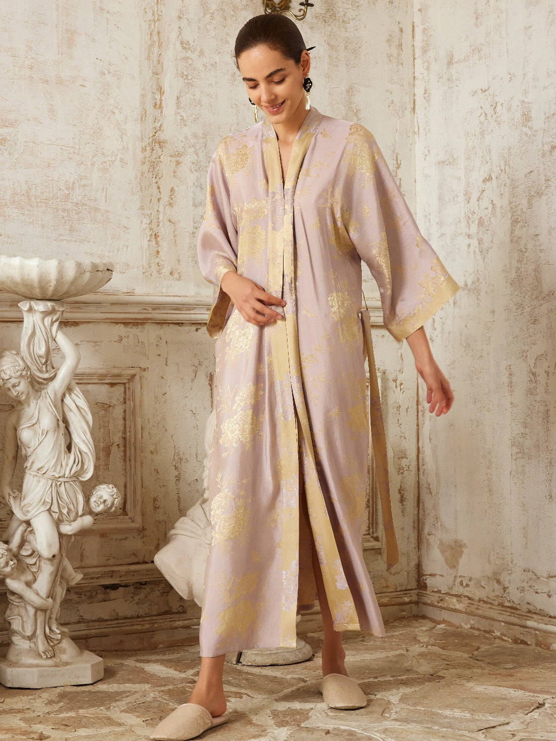 【送料&関税込】Multicolor Kimono Bathrobe With All-over Car New Tropical Print Kimono Robe, Indian Soft Cotton Kimono