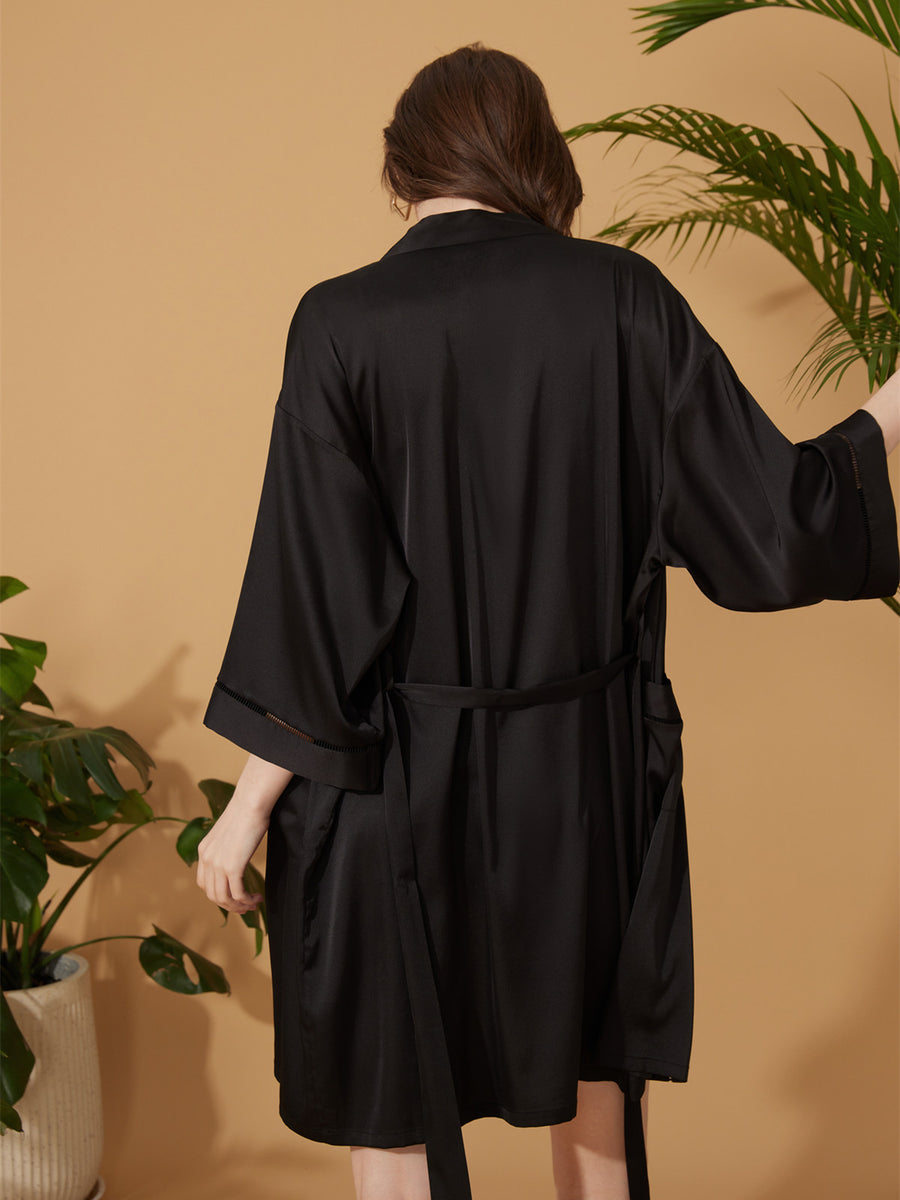 Elegant Hollow Detail Short Robe