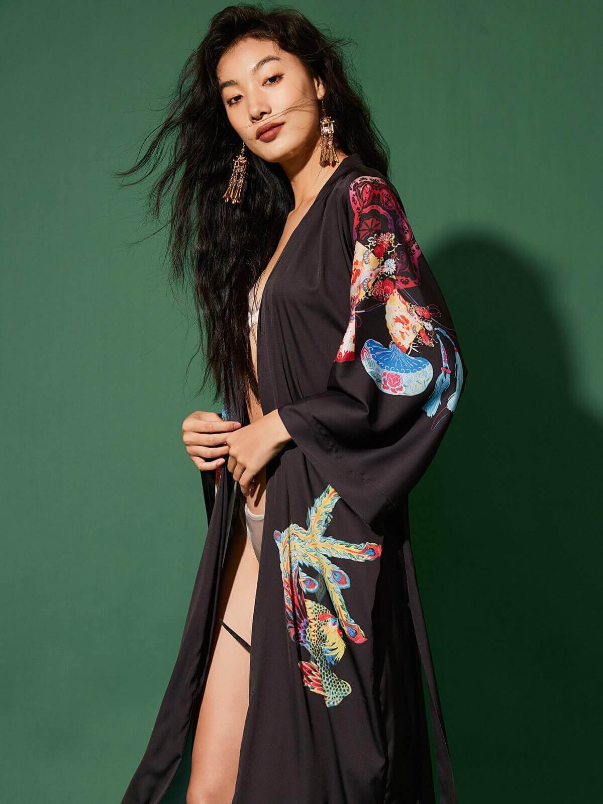 Women's Handpainted Japanese Kimono Silk Robe Long Luxury Dragon Phoenix Dressing Gown One Size Fit Silk Anniversary Gifts Birthday Gift Ideas | Women's Handpainted Japanese Kimono Silk Robe Long Luxury Dragon Phoenix Dressing Gown One Size Fit Silk Anniversary Gifts Birthday Gift Ideas |