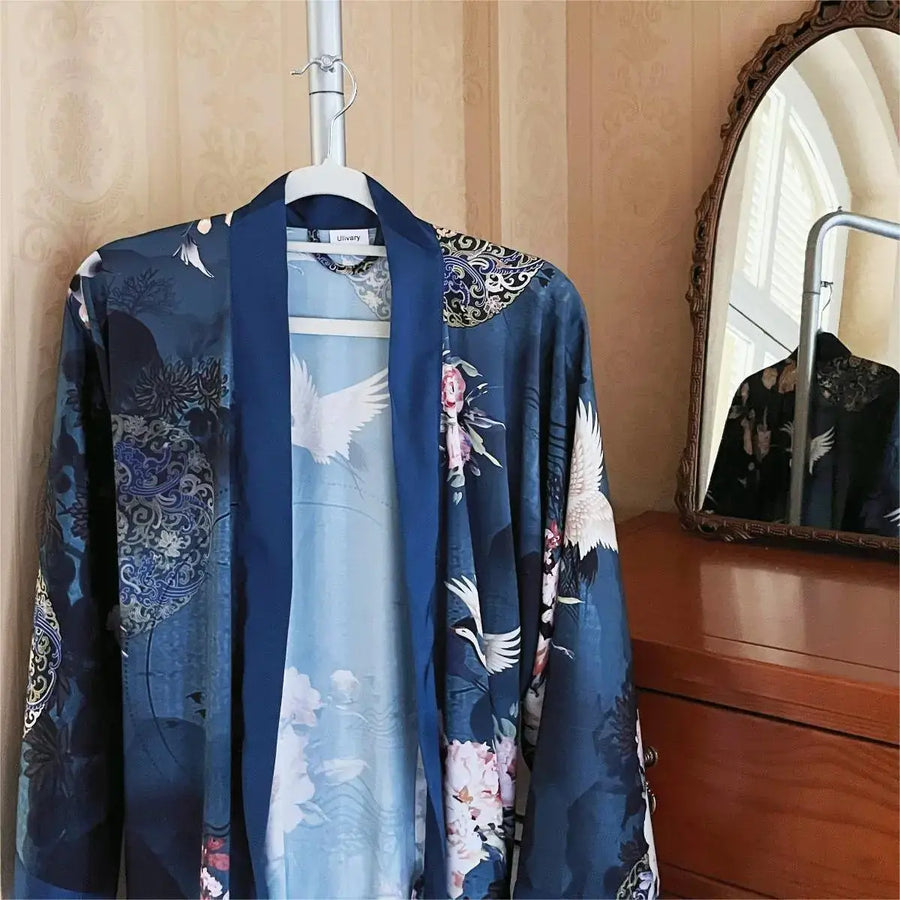 Something About Kimono Sleeveulivary Silk Robe