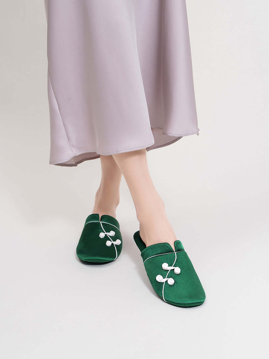 Qipao Collar Buckle Asian Style Slippers