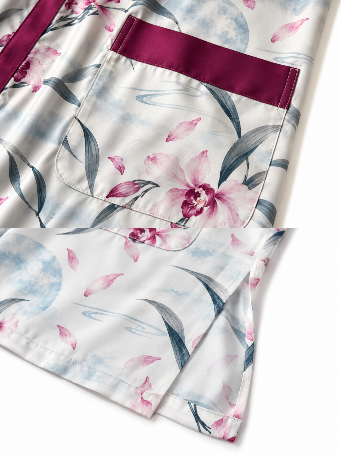 Moonlit Orchid Short Robe with Pockets