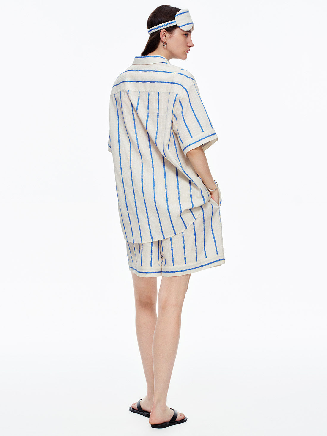 Baby Blue Stripe Cotton Lounge Set