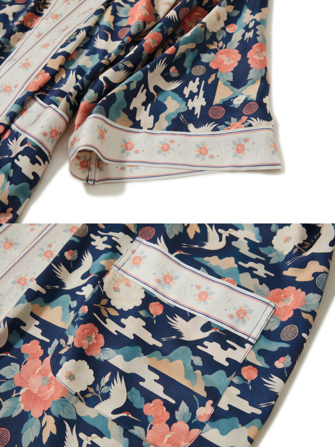 Oriental Peony & Crane Kimono Robe