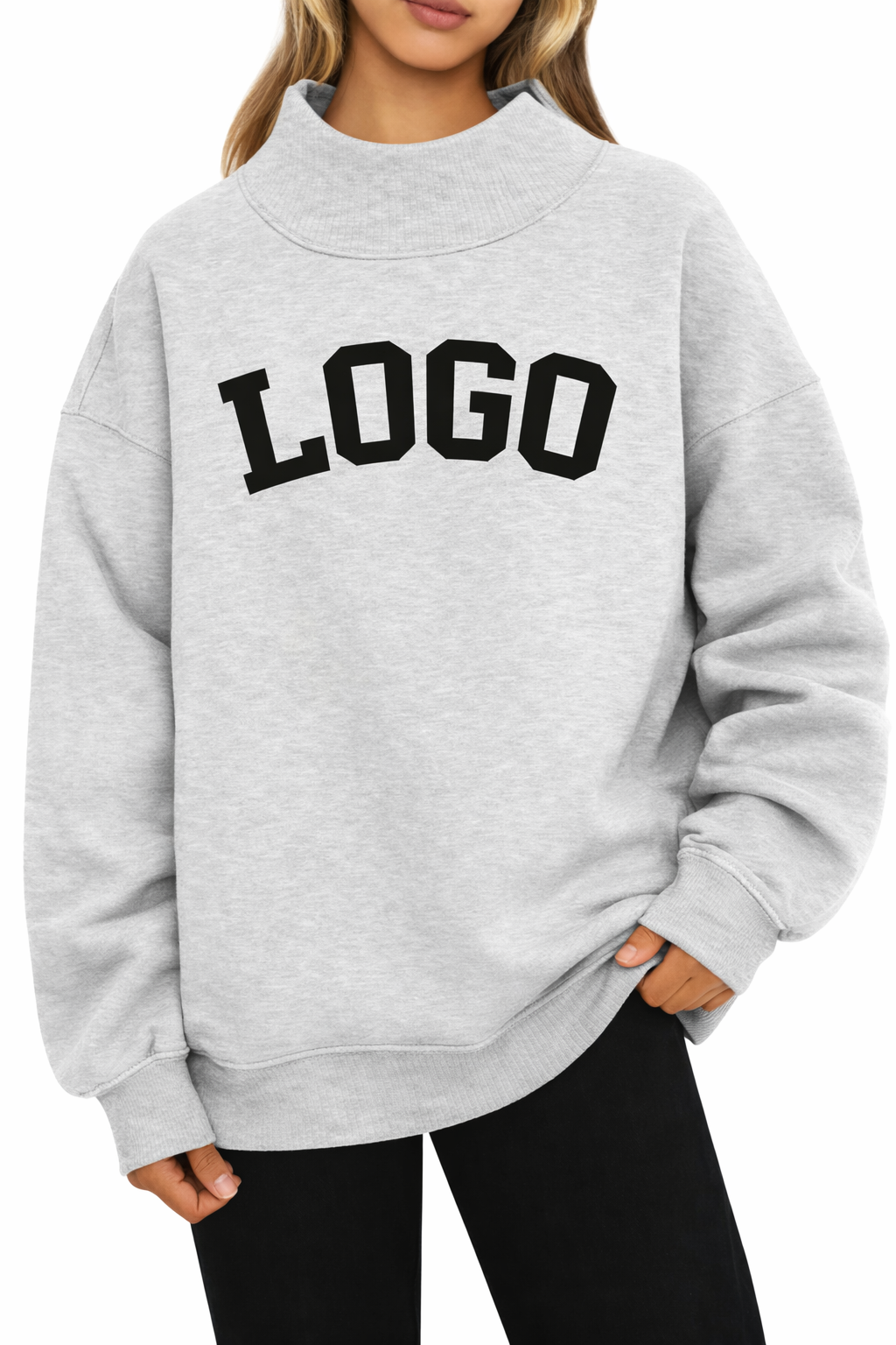 Custom Oversized Mock Neck Top Sweatshirt