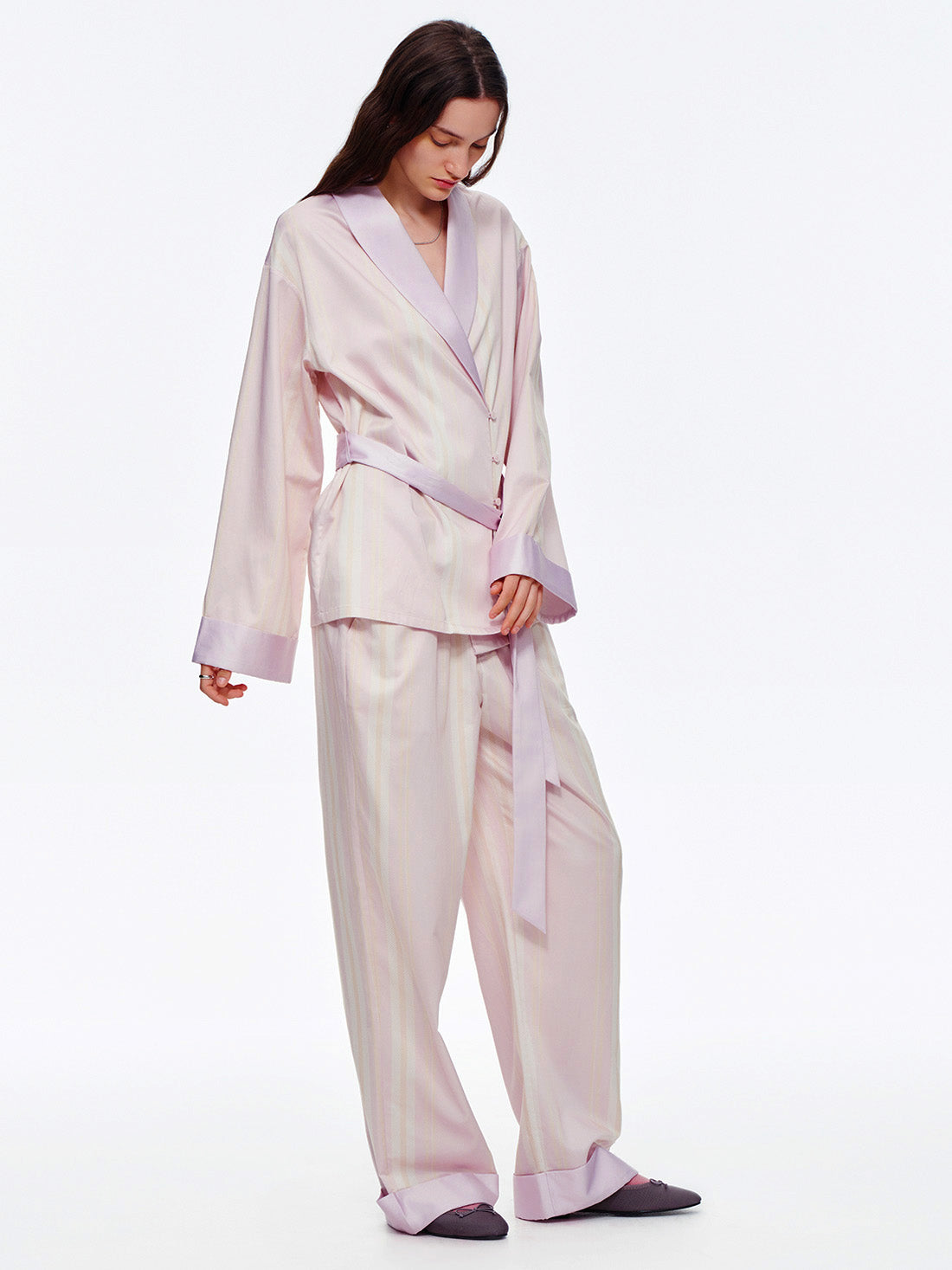 Blush Cotton Candy Stripe Long Pajama Set