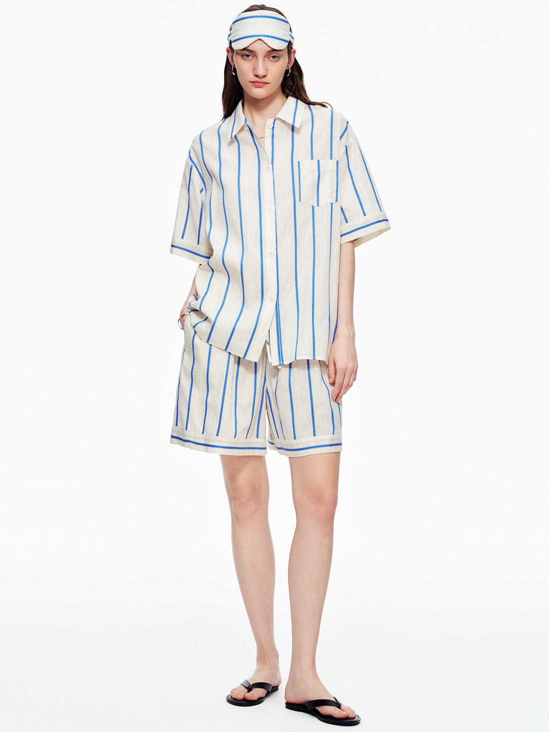 Baby Blue Stripe Cotton Lounge Set
