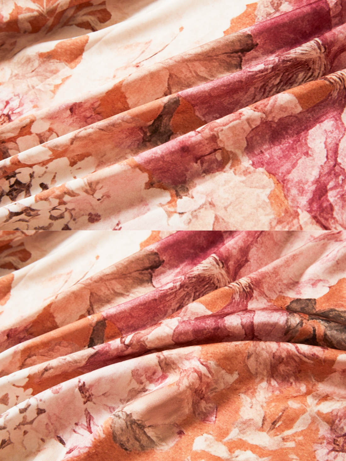 Coral Sunset Kimono Robe with Pockets