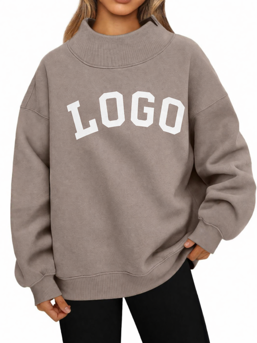 Custom Oversized Mock Neck Top Sweatshirt