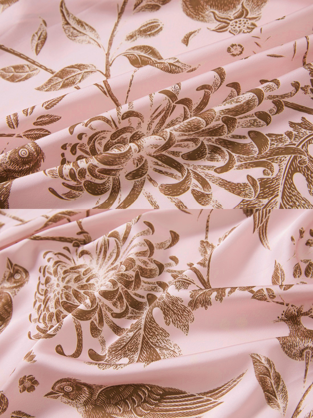 Blush Golden Leaf Kimono Robe with Pockets