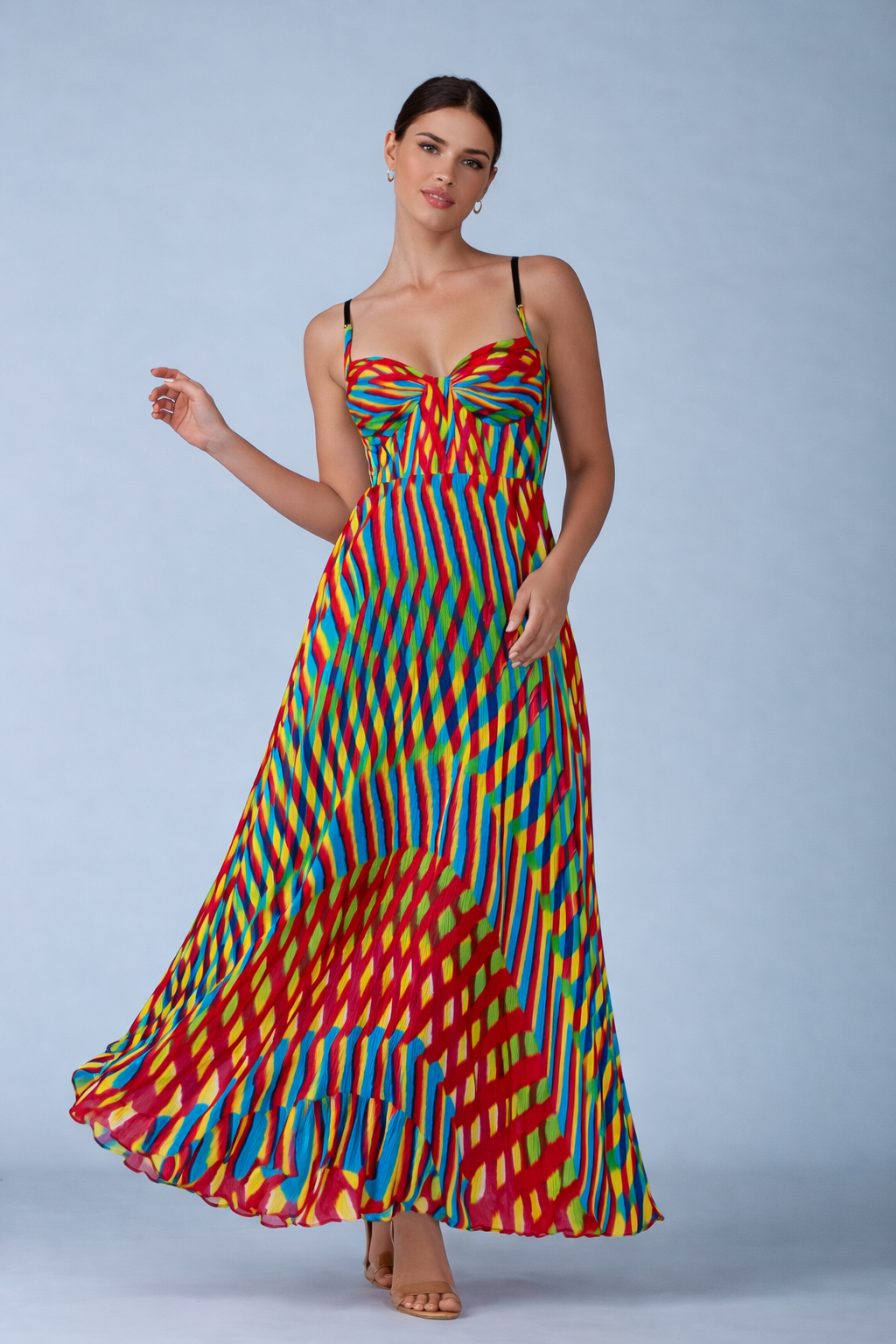 Painterly Abstract Backless A-Line Maxi Dress
