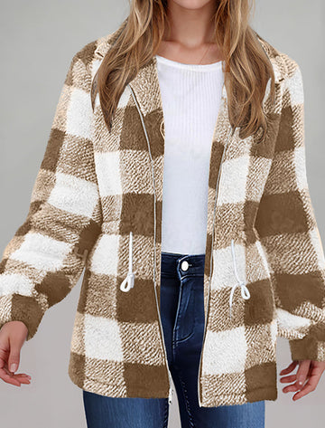Plaid Pattern Zipper Jacket