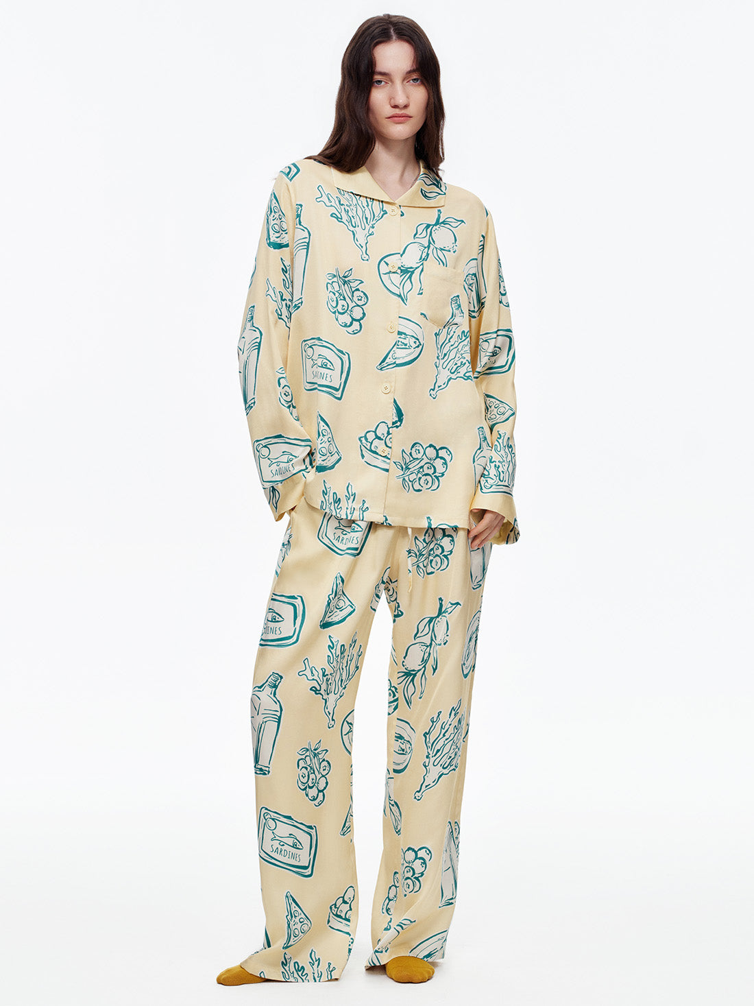 Lemon Coast Long Pajama Set