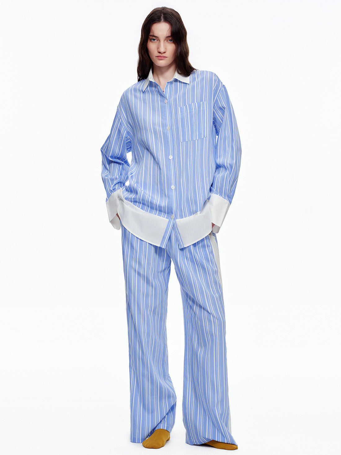 Blue Coastal Stripe Long Pajama Set