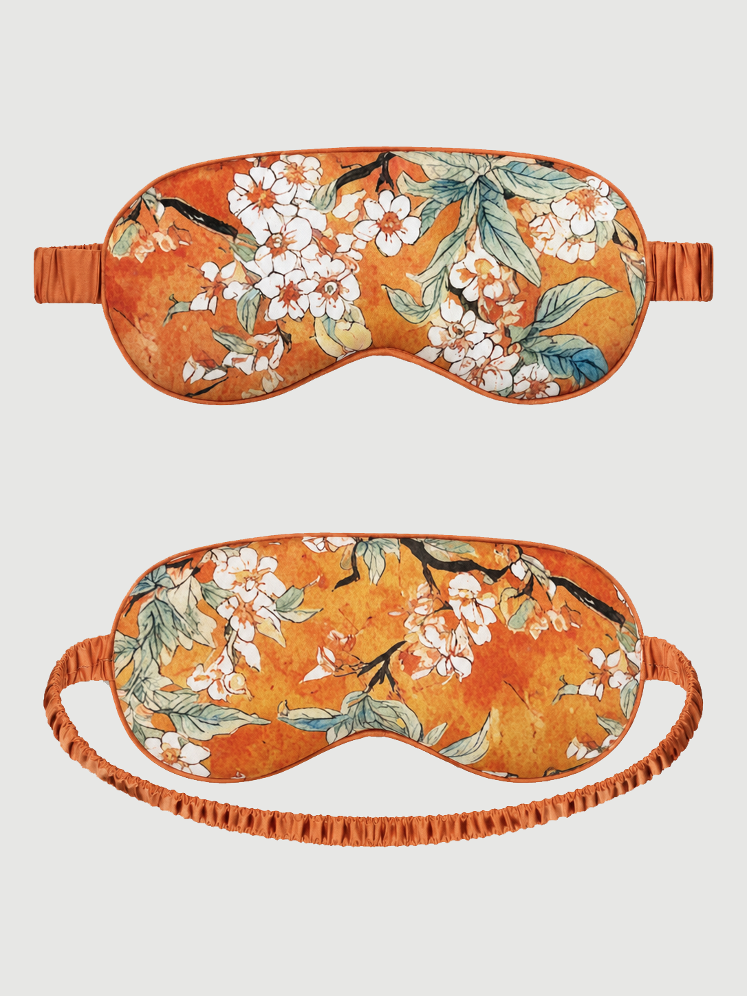 Orange Camellia Charmeuse Asian Inspired Sleep Mask