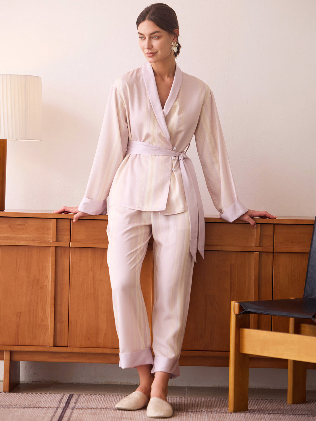 Blush Cotton Candy Stripe Long Pajama Set
