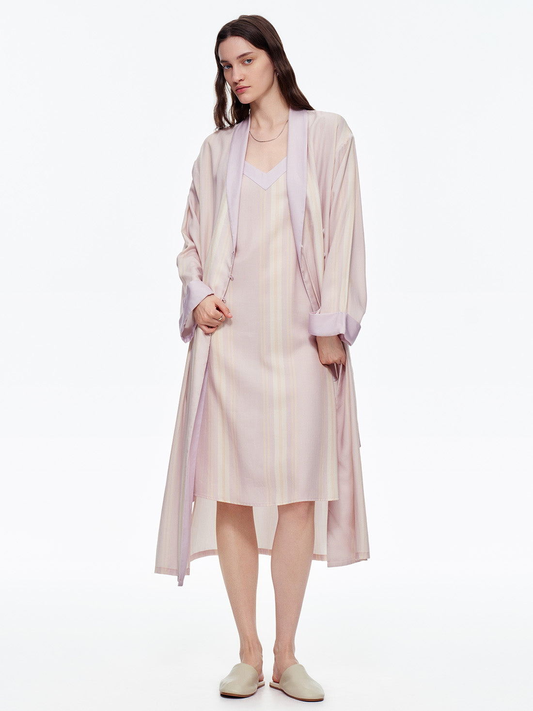 Dream Blush Stripe Robe & Dress Set