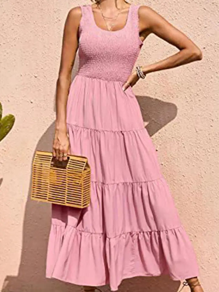 Sleeveless Crochet Tiered Maxi Dress