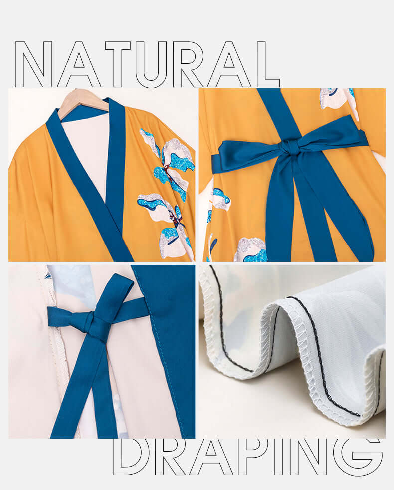 Wildflower Contrasting Kimono Robe