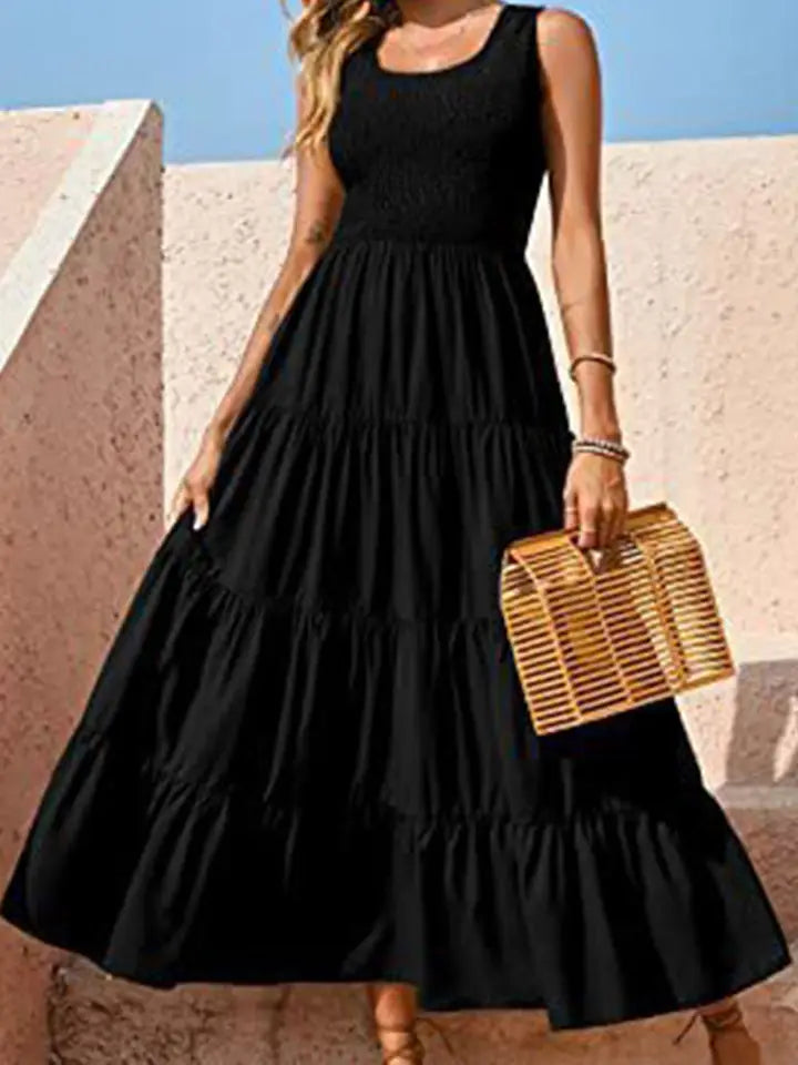 Sleeveless Crochet Tiered Maxi Dress