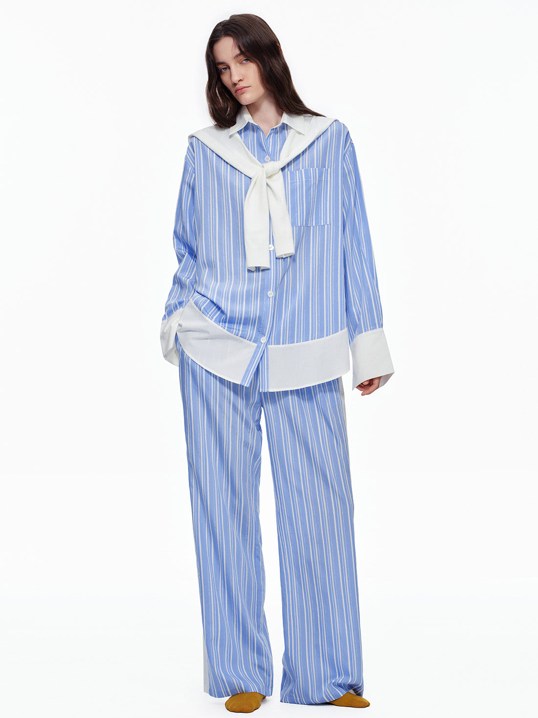 Blue Coastal Stripe Long Pajama Set