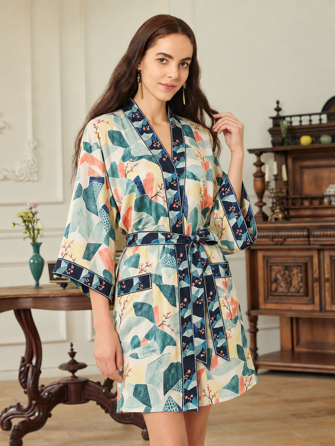 Sage Sierra Short Robe with Pockets