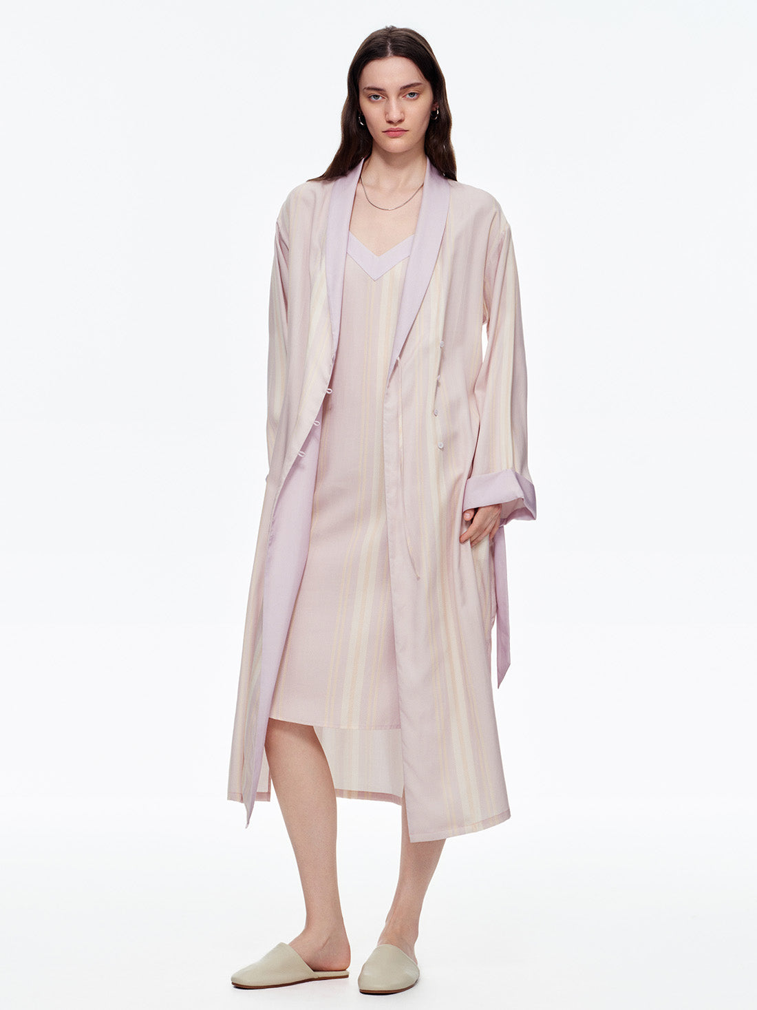 Dream Blush Stripe Robe & Dress Set
