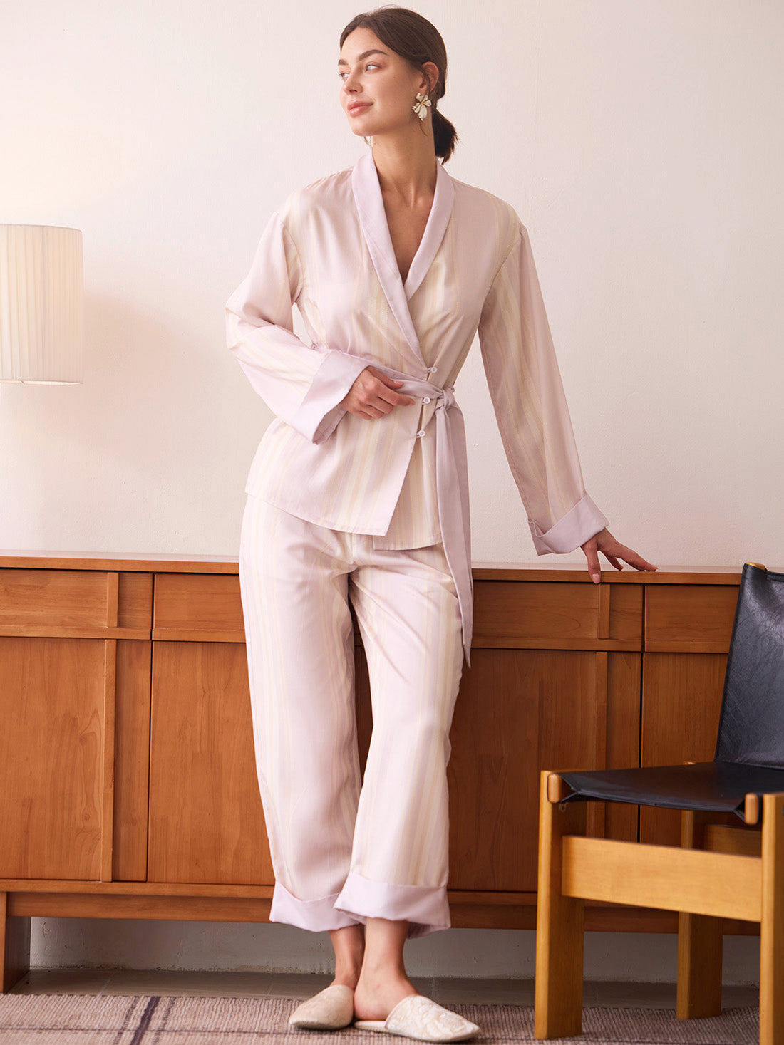 Blush Cotton Candy Stripe Long Pajama Set