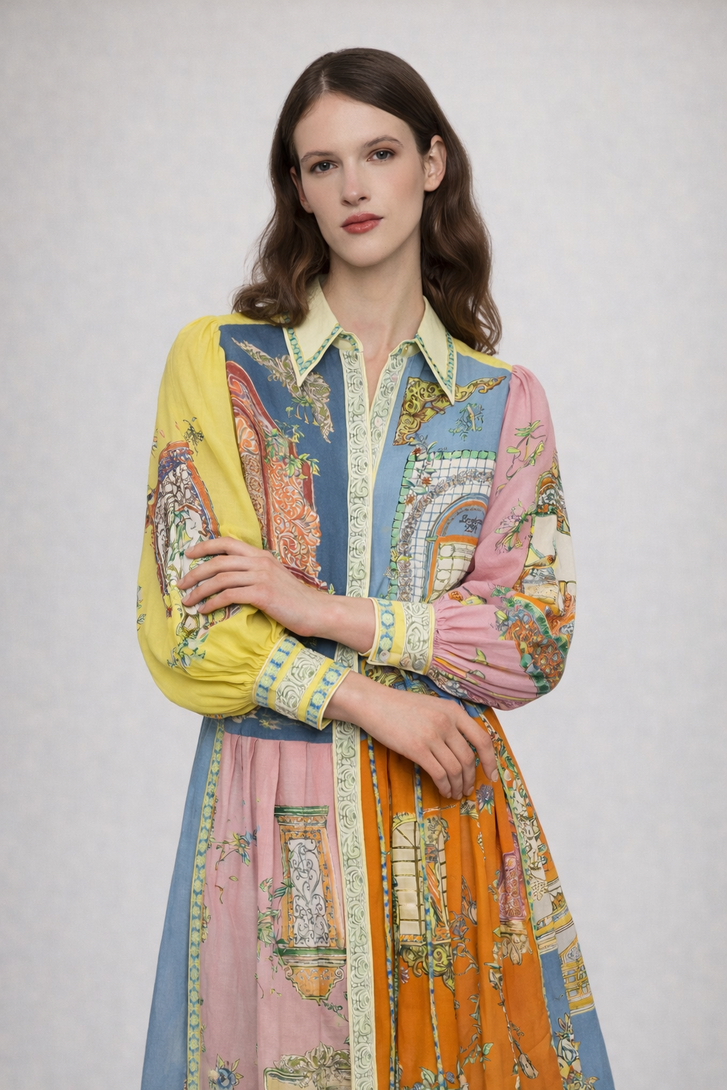 Botanical Garden Button-Front Midi Dress