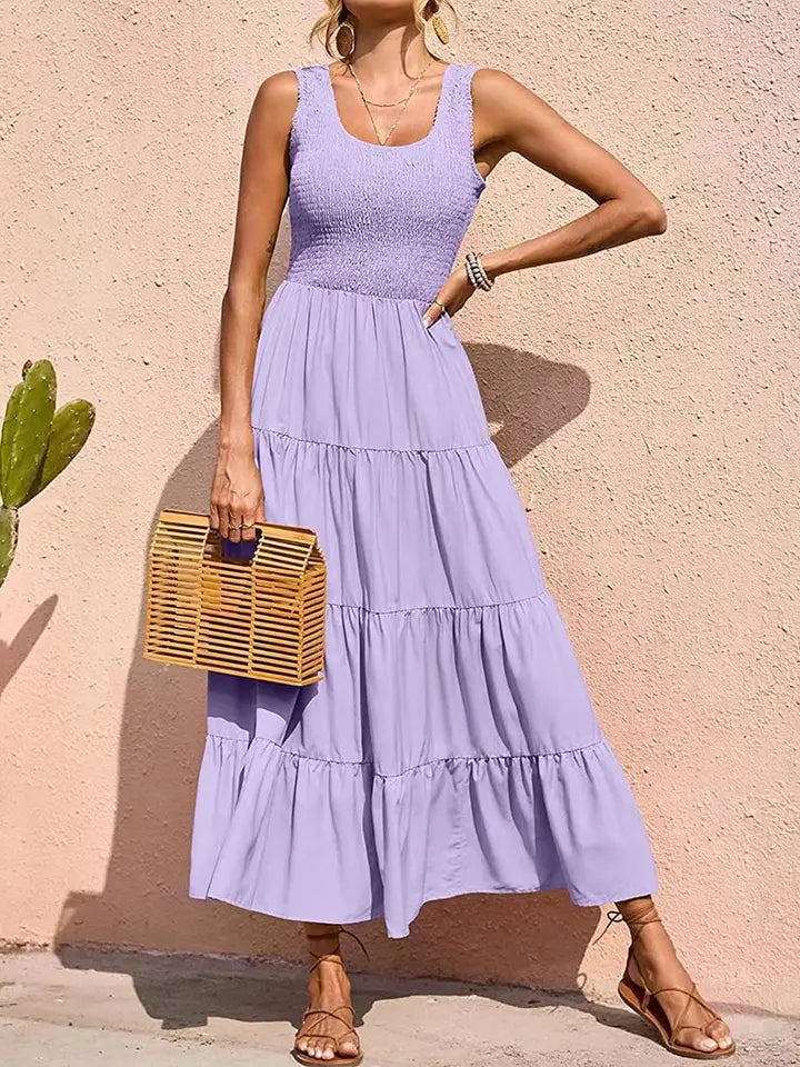 Sleeveless Crochet Tiered Maxi Dress