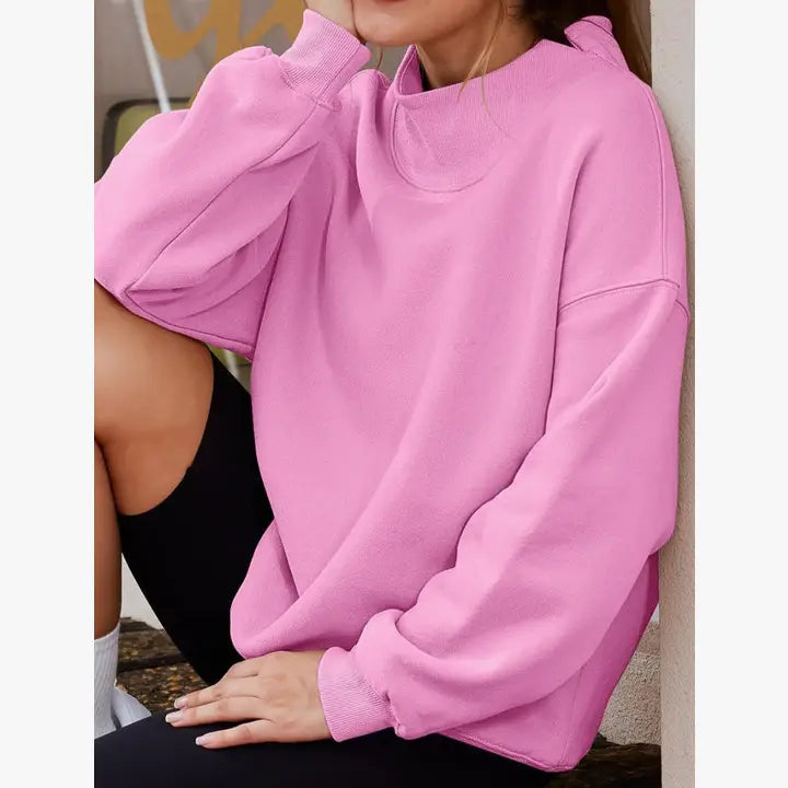 Oversized Mock Neck Top Sweatshirt