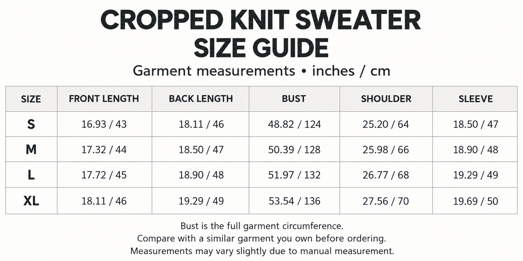 Crew Neck Cropped Knit Sweater with Drop Shoulder Long Sleeves