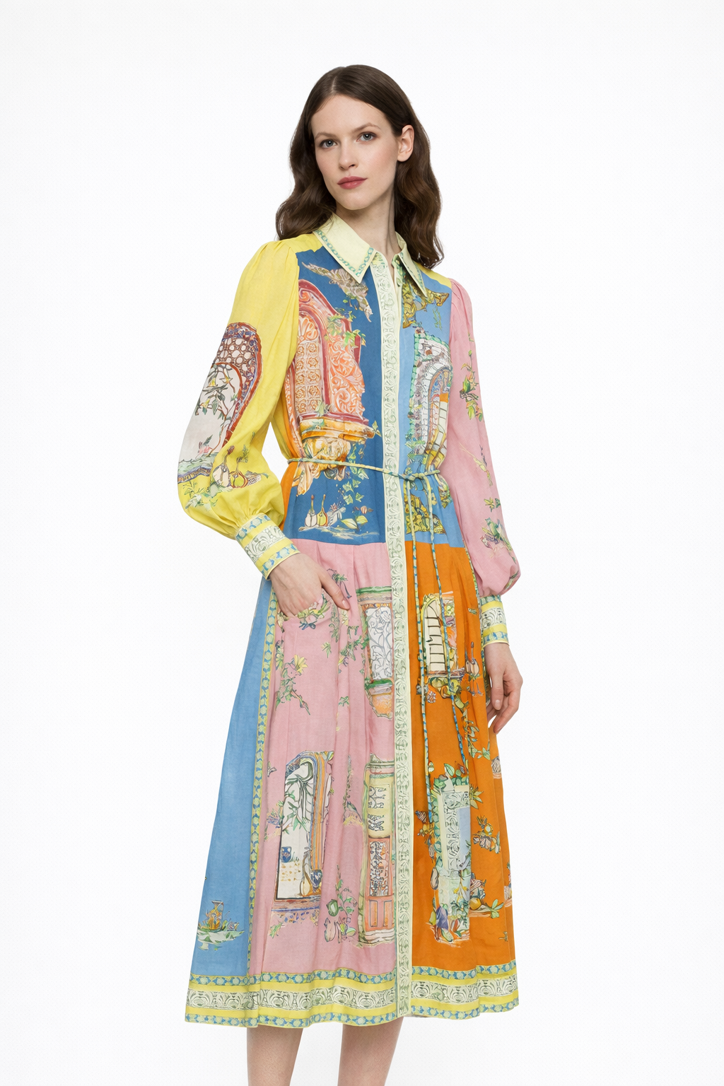 Botanical Garden Button-Front Midi Dress