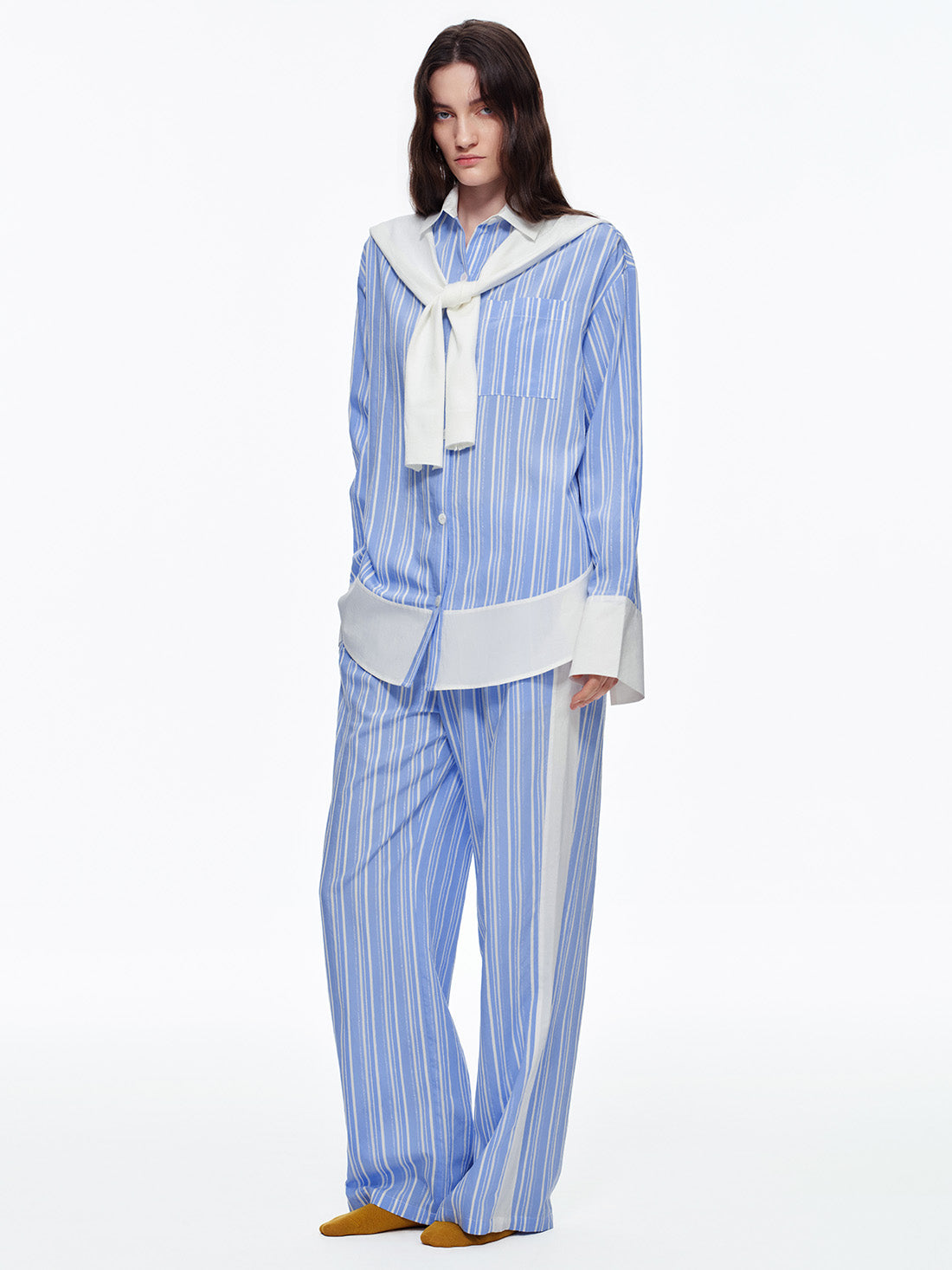 Blue Coastal Stripe Long Pajama Set