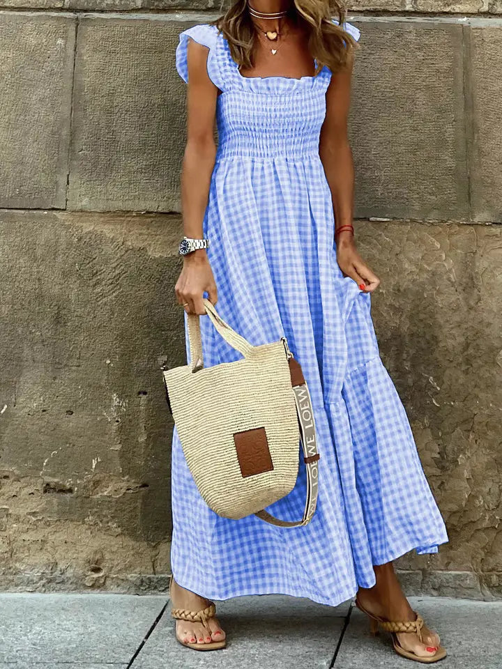 Gingham Smocked Maxi Dress