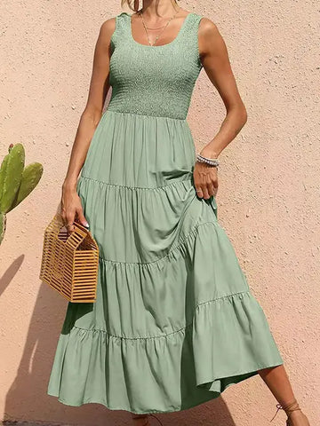 Sleeveless Crochet Tiered Maxi Dress