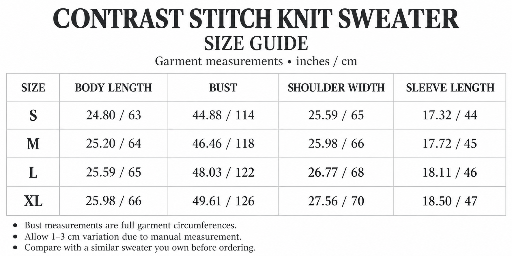 Boutique Contrast Stitch Crew Neck Oversized Knit Sweater