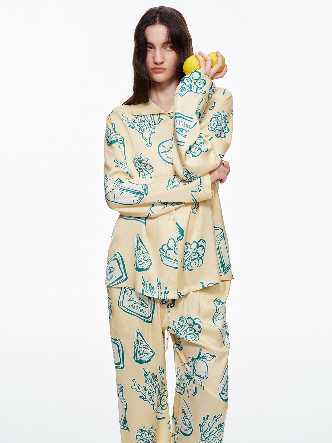 Lemon Coast Long Pajama Set