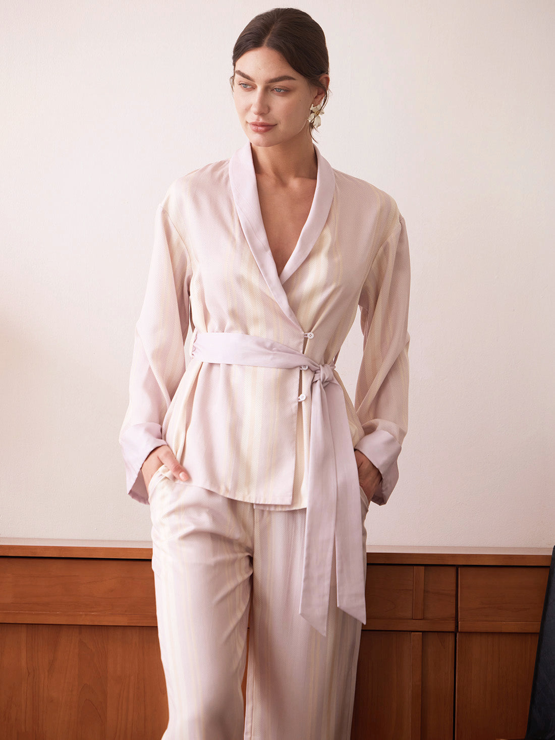 Blush Cotton Candy Stripe Long Pajama Set