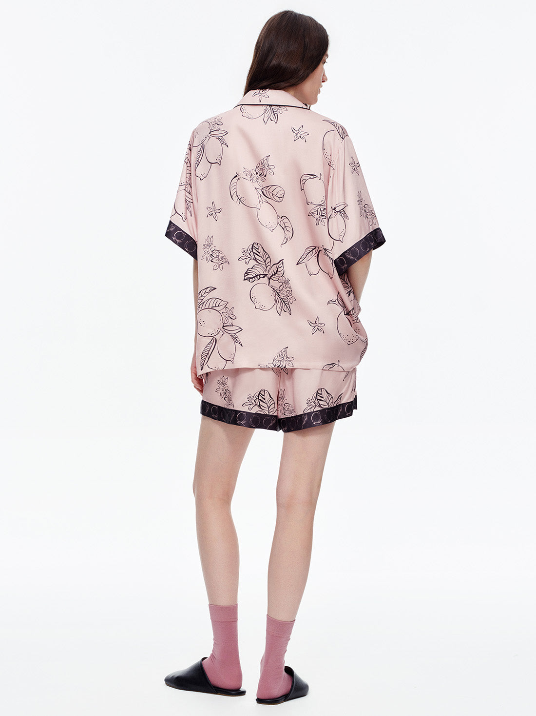 Pink Lemon Short Pajama Set with Pockets