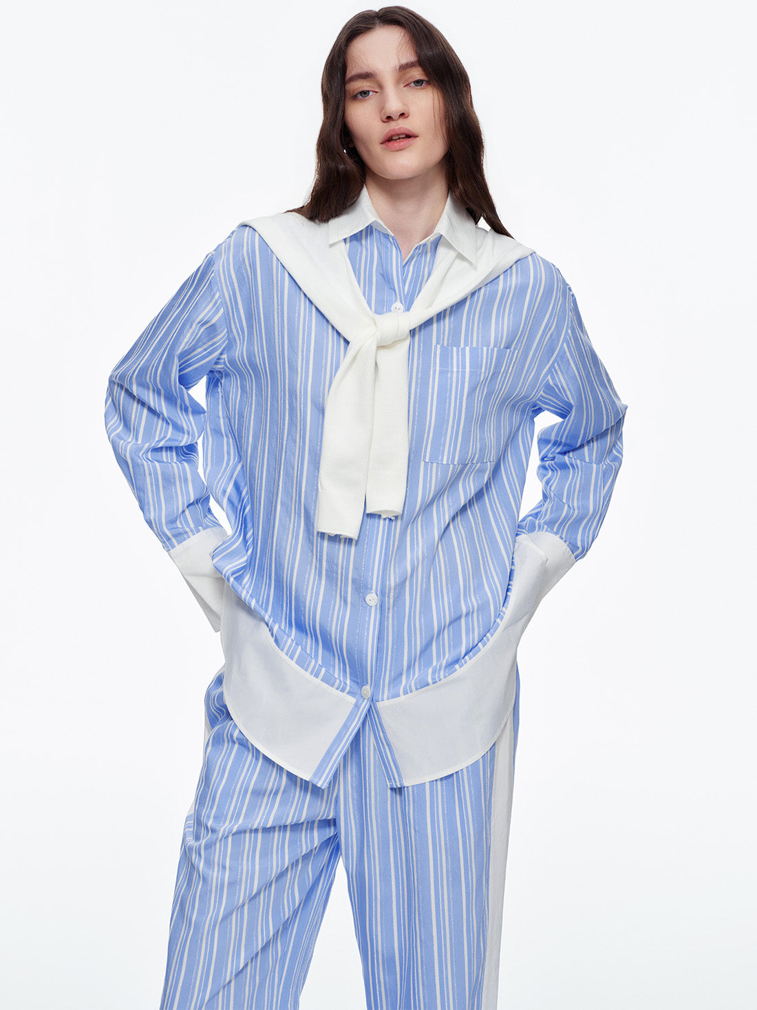 Blue Coastal Stripe Long Pajama Set