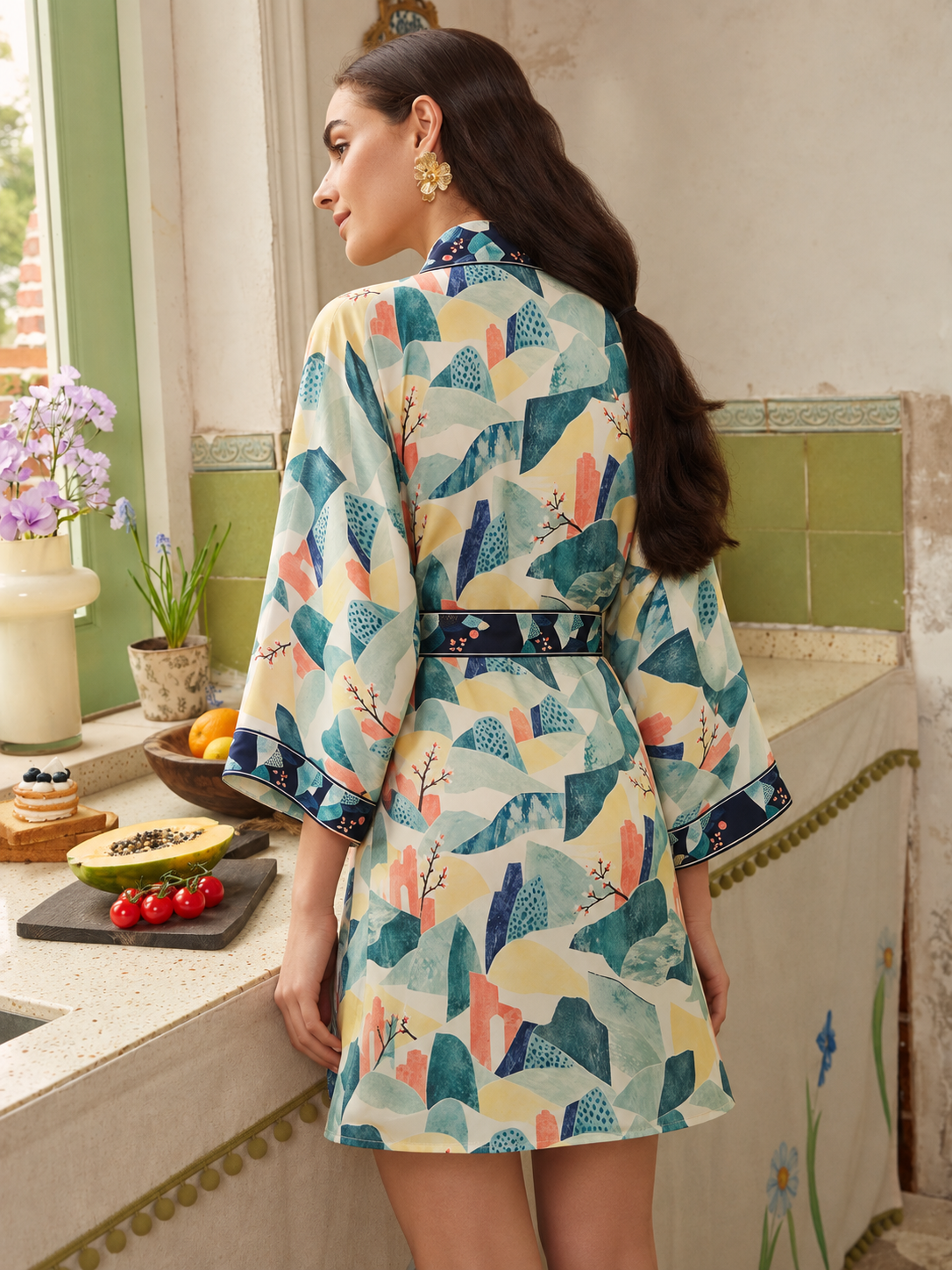 Sage Sierra Short Robe with Pockets