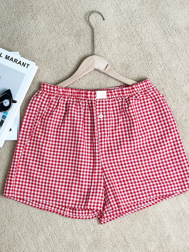 Gingham High-Rise Shorts