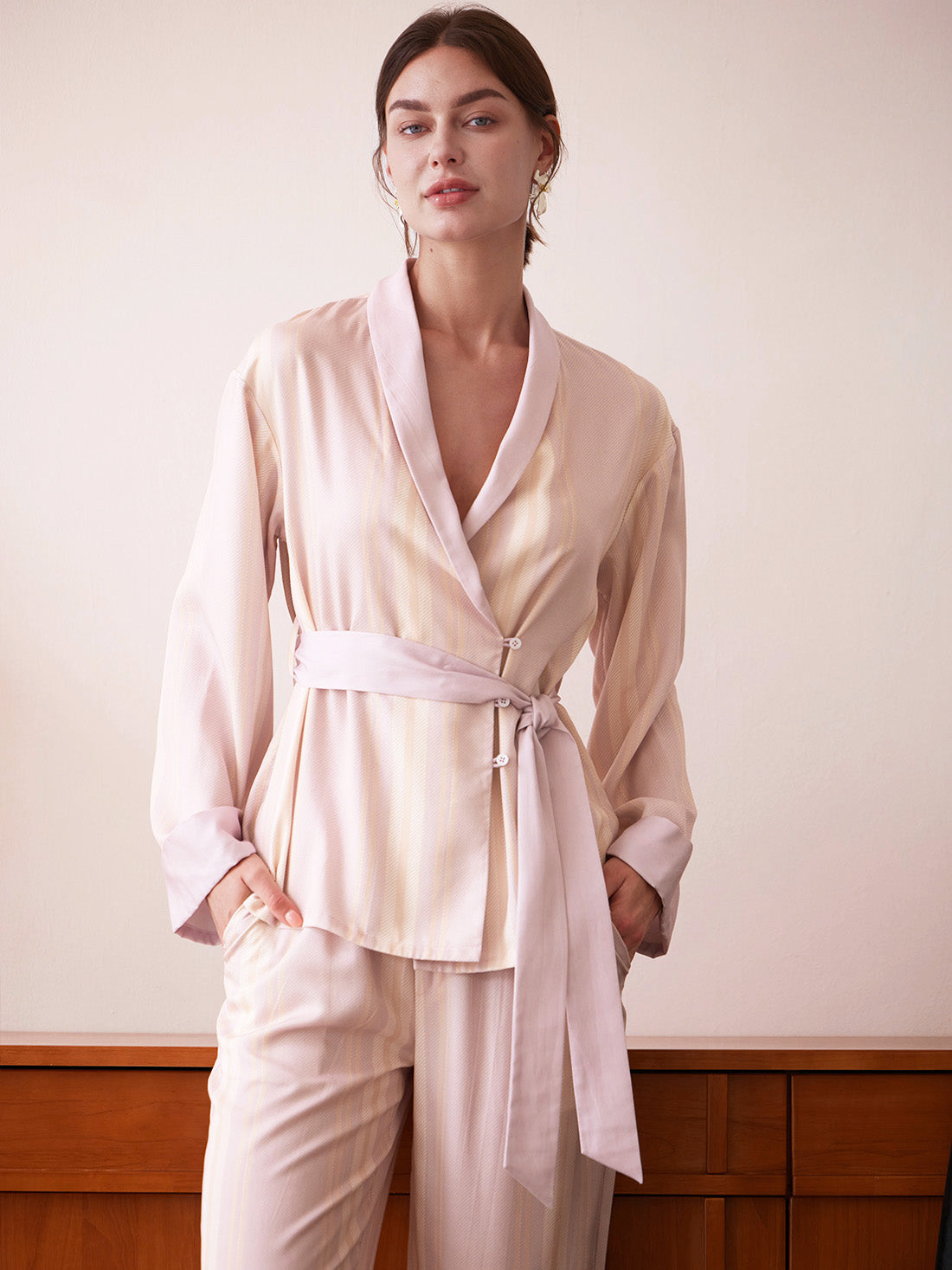 Blush Cotton Candy Stripe Long Pajama Set