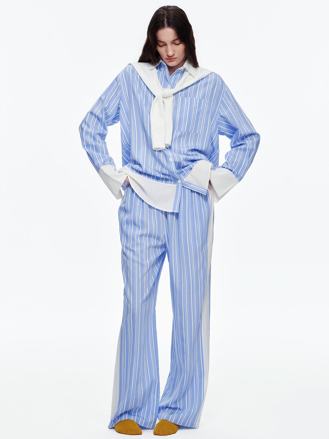 Blue Coastal Stripe Long Pajama Set