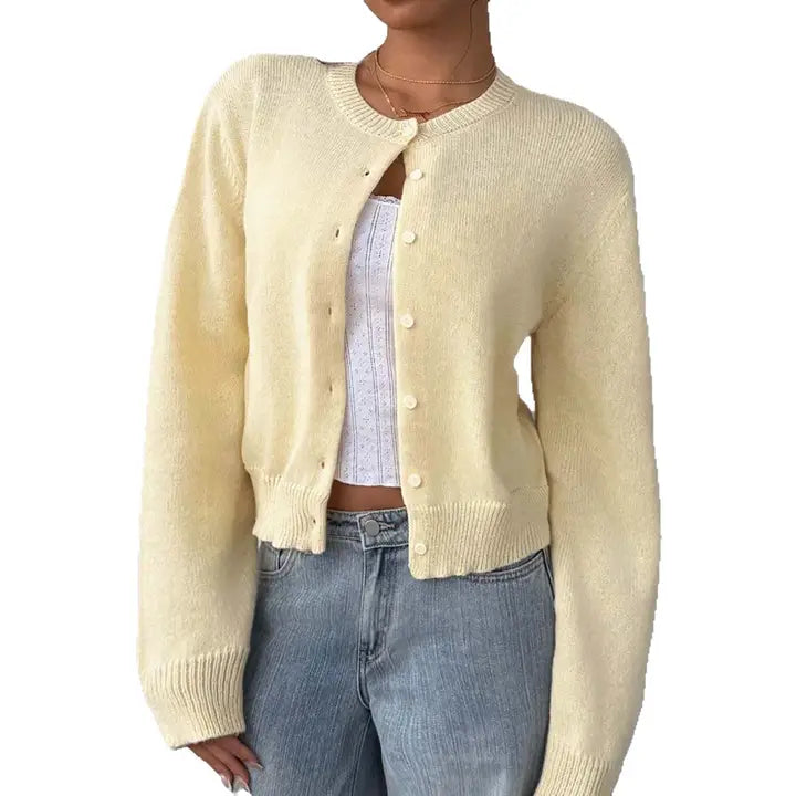 Long-Sleeved Soft Cardigan Sweater for Women