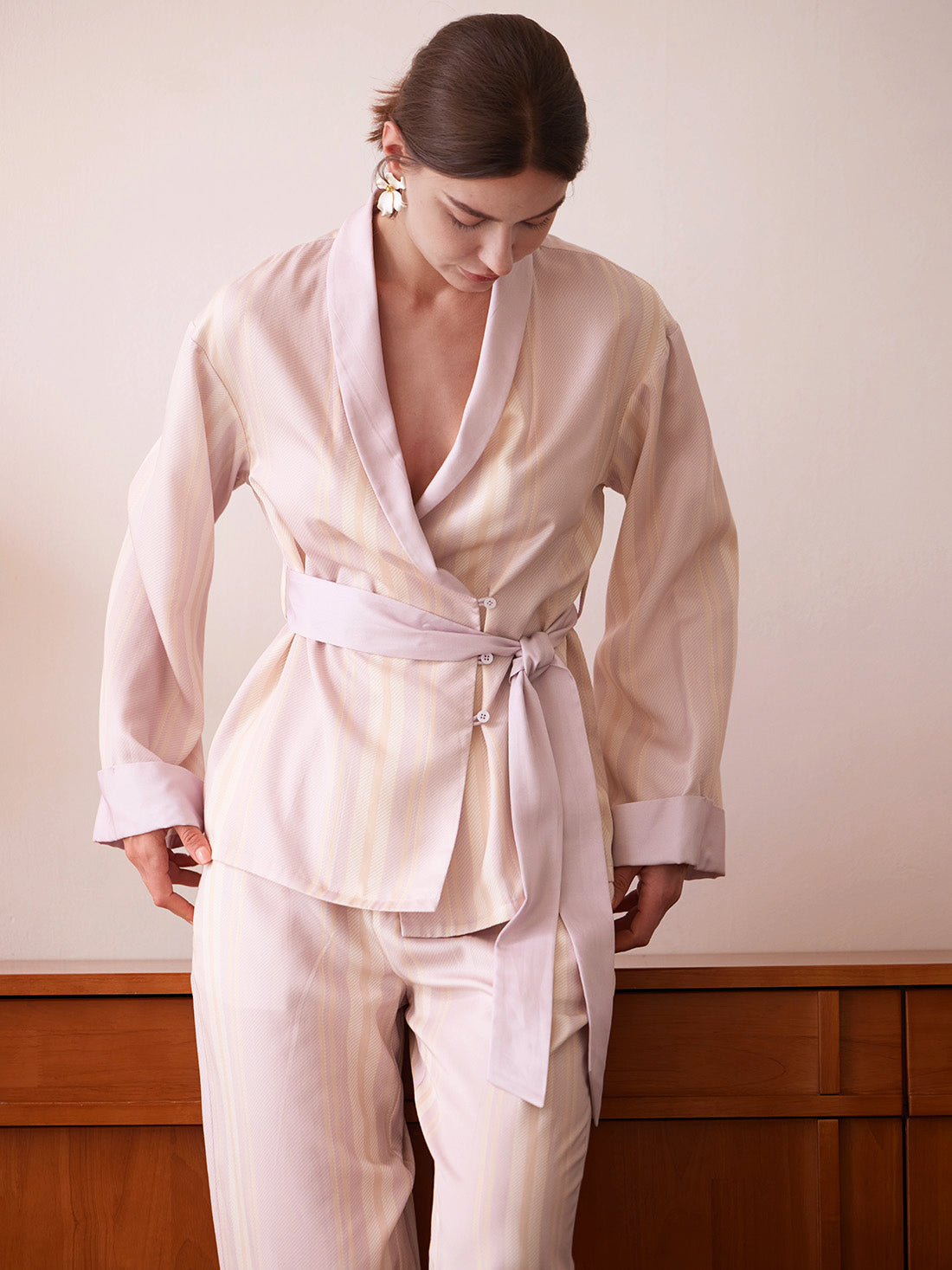 Blush Cotton Candy Stripe Long Pajama Set